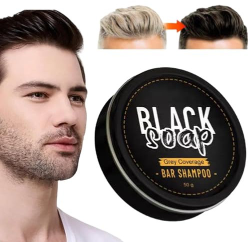 ZLXFT Barra De Jabón De Champú,Jabón Para Cubrir Las Canas,Hair Darkening Charcoal Shampoo Bar,Jabón para Oscurecer el Cabello,Jabón para Eliminar y Oscurecer el Cabello Gris