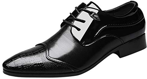 Zapatos formales Derbys para hombre, mocasines de vestir con puntera puntiaguda, zapatos de moda versátiles, zapatos de boda con cordones, zapatos de cuero de negocios, zapatos retro casuales para el