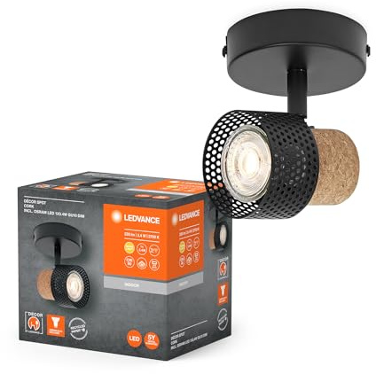 LEDVANCE DECOR SPOT CORK, 1 x 3,4W, 230lm, negro, foco, cabezales | , LED Lamp, not relevant mm dia, 25000 hours, Paquete de 1