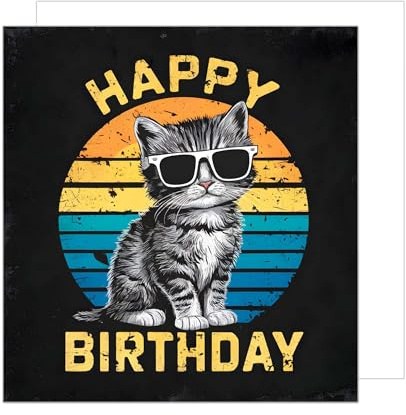 Edition Seidel Premium quadratische Geburtstagskarte mit Umschlag. Glückwunschkarte Happy Birthday Billet Tier Karte für Frau Mann coole Katze Kitten lustig Humor (GQ300 SW024)