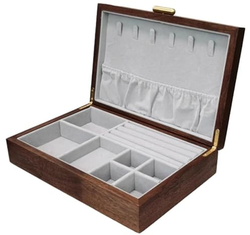 AJYBYUKJ Ringkästchen aus Holz, Schmuckschatulle zum Ausstellen von Ohrringen, Ringen, Armbändern, Halsketten, Aufbewahrungshalter für Frauen, Ringkästen für Schmuck Beauty Comes