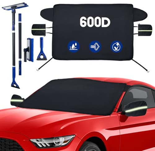 CHANGEMOORE Teleskop Eiskratzer Auto und Frontscheibenabdeckunglanger, schneebesen Auto ausziehbar, 270° drehbarer Abnehmbarer Eisschaber mit Schaumstoffgriff für Auto LKW SUV(124CM)