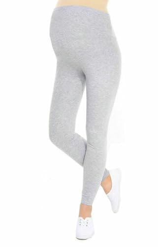 GIFTIDEAZZ Womens Ladies Summer Casual Full Length Maternity Ankle-Length Stretchy Over-Bump Leggings (Silvergrey L-XL)