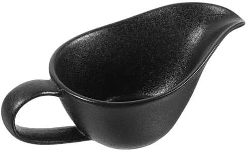 ABOOFAN Ceramic Spout Sauce Bowl for Steak Gravy Porcelain Kitchen Soup Mixing Bowl with Pointed Mouth Black Cast Iron Style for Serving and Cooking