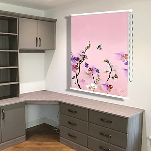 Verdunkelungsrollo, Blumenmuster, wasserdicht, Geräuschreduzierung, für Badezimmer, Schlafzimmer, Fenster, 140 cm Breite x 180 cm Länge, Rosa