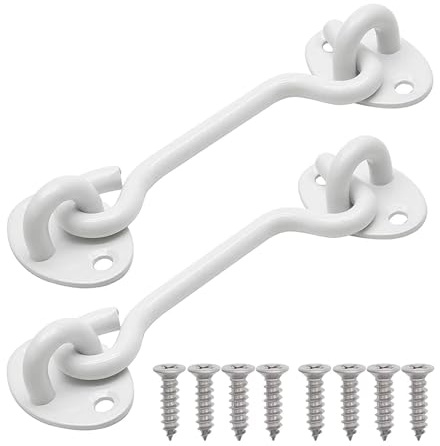Kabinenhaken aus Edelstahl, 15,2 cm, Weiß, 2 Stück, für Tür, Tor, Schuppen, Fenster, Schrank mit Befestigungsschrauben (15,2 cm)