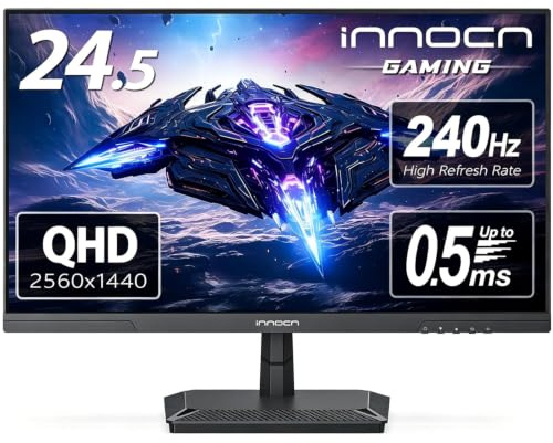 INNOCN 24.5 Inch Gaming Monitor 1440P 240Hz QHD 2K PC Desktop Gaming Screen Fast IPS HDMI 2.1 Display, DisplayPort, Built-in Speaker, 25G2S
