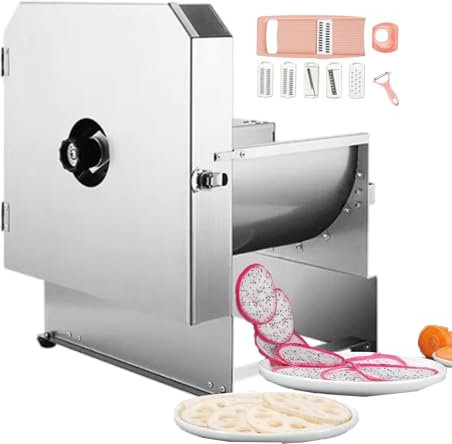 forplubossmmp Cortadora De Verduras Comercial con Juego De Rallador, Máquina Trituradora De Verduras Eléctrica De 0 A 10 Mm, Cortadora De Ensaladas, Cortadora De Alimentos De Acero Inoxidable,Square