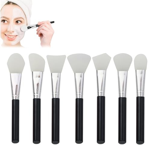 Hinapan Set di 7 pennelli in silicone per maschere facciali, trucco, resina UV e resina epossidica, morbidi applicatori per crema, prodotti liquidi e artigianato
