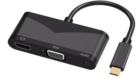 QUMIIRITY Adattatore USB C a Vga e Audio 1080p 4kx2k, Convertitore Tipo-c 3.1 Plug-and-play in Alluminio per Notebook e Tablet, Cavo Compatibile per Lavoro e Viaggi, Nero