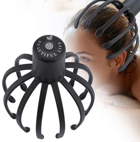 FmtwPhn Massaggiatore Del Cuoio Capelluto, Massaggiatore Elettrico Per La Testa Con 3 Modalità Di Impastamento, Ragno Con 12 Dita Massaggiatore Portatile Per La Testa Per Il Rilassamento Del Corpo