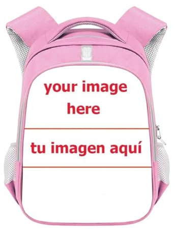 Sac À Dos Personnalisé avec Votre Propre Design Image/Photo Imprimée Dessin Animé Sacs À Dos De Maternelle Garçons Filles Sacs D'école pour Enfants Sac À Livres Cadeau Pink,14 inches