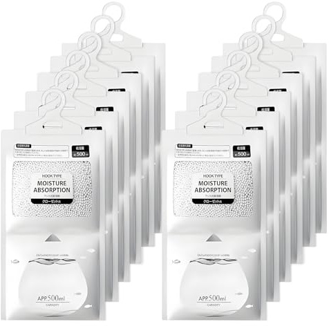 ZYKORT 12 Pezzi Deumidificatore Sacchetti Sospesi, 500ml Sacchetti Assorbi Umidità Armadio, Sacchetti per Deumidificatore Antimuffa per Elimina Umidità per Armadi, Camere Da Letto, Bagno Cucina