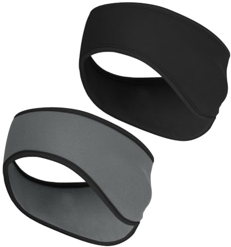 AOOSA 2 Pezzi Fascia per Capelli Invernale, Morbido Confortevole Paraorecchie Sportiva, Elastica Fascia Paraorecchie per Donna e Uomo, Termica Headband per Corsa Ciclismo Yoga Escursionismo
