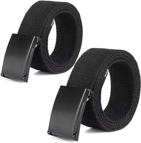 YOCHLEY 2 Pièces Ceinture Homme Tissu Ceinture en Nylon Ceintures de Travail Réglable Extensible Sans Trou Ceinture Toile Pour Costume Homme Convient à Toutes les Situations Longueur 135 cm