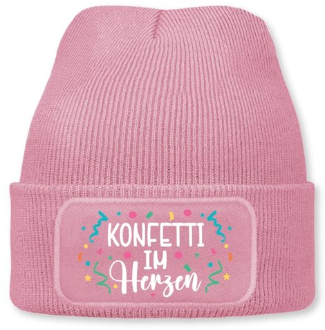 Prozente Momente Konfetti im Herzen – lustige Wintermütze | Beanie für Damen & Herren, warm, elastisch & Unisex, Strickmütze mit Patch & Druck, perfekt für Après-Ski, Weihnachtsmarkt & Fasching