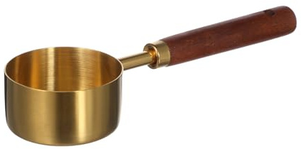 UKCOCO Cuchara Medidora Acero Inoxidable Cucharilla Dorada Mango De Madera Para Hornear Café Utensilios De Cocina Para Condimentar Restaurante