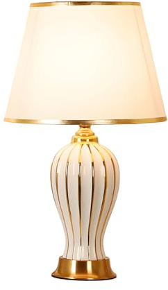 WLBHWL 20 Ceramic Classic Traditional Table Lamp French Country Bedside Desk Nightstand Lamp for Bedroom Living Room Office College Bookcase Bulb Not Included