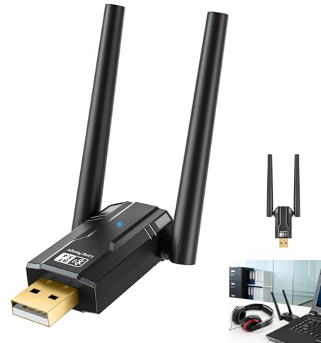 Bluetooth 5.4 Adapter für PC, Adaptador Bluetooth Dongle USB 150m, Conexión Inalámbrica de Alta Velocidad para PC, Antena Giratoria, Compatible con Auriculares, Teclado, Ratón, y Windows 11/10/8.1/7