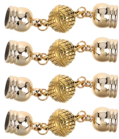 Milisten 12mm Magnetic Necklace Clasps: 4-Pack Strong Gold Magnetic Jewelry Clasps with Caps - Easy-to-Use Connector for DIY Jewelry Making, Scarf Buckles & Extenders