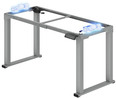 FLEXISPOT Escritorio Elevable Eléctrico con 2 Motores y 4 Patas, Altura Regulable 71,5–118,5 cm, con Memoria y Sistema Anticolisión, Soporta 120 kg, Ideal para Oficina, Estudio y Hogar, Gris