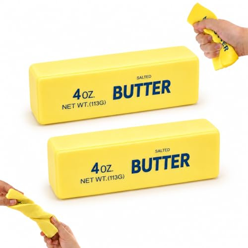 Butter Squishy, Butter Squeeze Toy Slow Rising, Weiches PU Knetspielzeug im Butterstick Design, Sensorik Fidget Toy für Büro Schule Zuhause, 2 Stück