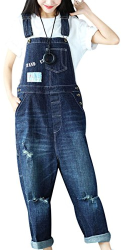Youlee Donna Annata Denim Tuta Giarrettiere Pantaloni