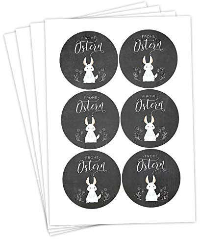 Papierdrachen 24 Oster Aufkleber zum Basteln und Dekorieren - Motiv Frohe Ostern schwarz-weiß - Sticker Nr 44 - Ostern 2021