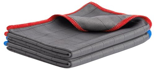 CARBOTEC® 2X Premium Carbon Mikrofaser Glastücher - Professionelle Reinigung fusselfrei & streifenfrei für Glas/Spiegel/Fenster/Autoscheibe - Mikrofasertücher/Waffeltuch mit Carbonfaser (Tuch 400gsm2)