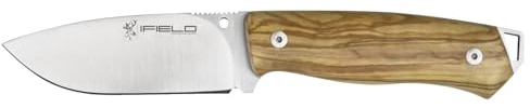 iFIELD workout jaktkniv, överlevnadsmätare med bladstorlek 14 cm och blad av rostfritt stål 3Cr13, bälteskniv med ruta inkluderad, campingutrustning för fiske, jakt, sportaktiviteter Olivenbaum