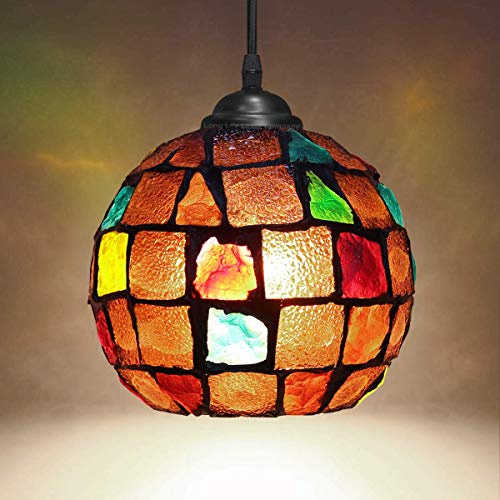 Long Life Lamp Company Vintage Hanging Stained Glass Ceiling Light Shade Pendant Mosaic Style Multi Colour M0105