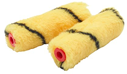 ProDec 2er-Pack 100 mm mittelflorige Mini-Farbrollen, glattes Finish, Handwerks- und Heimwerker-Dispersionsfarben, Innenwände und Decken, hinter Heizkörpern