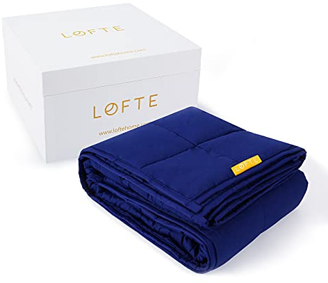 LØFTE Blue Adult Weighted Blanket for Adults - 100% Cotton Heavy Double Duvet for Stress Relief from Anxiety ADHD Insomnia Sleep Aid for Anxiety. Soft Finish for Double Beds - Weight 6.8kg
