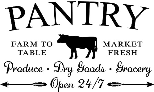 Pantry Sign Wall Decor Sticker - Pantry Wall Decor for Kitchen Farmhouse Door Sign for Kitchen Home, Waterproof Vinyl Food Storage Decals for House Area(18.7''×11.2'')