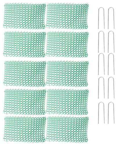 PengGengA Cat Scat Mat with Spikes Bendable Cuttable Cat Repellent with 10 Garden Staples for Flowerbed, Lawn and Garden Protection (Green, 30 * 40cm | M, 10Pcs)