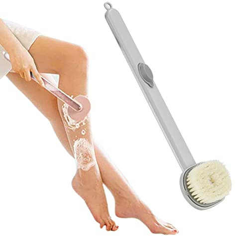 Spazzola da bagno liquida con manico lungo, spazzola per la schiena rimovibile con dispenser di sapone, spazzola per il lavaggio del corpo, spazzola per il massaggio, spazzola per la pulizia della