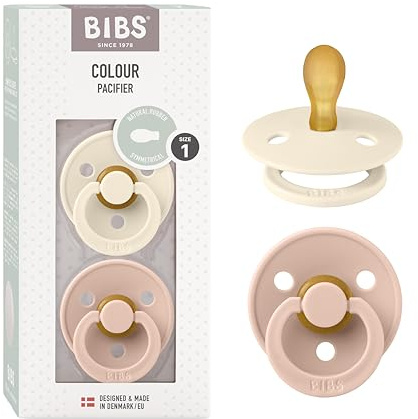 BIBS Colour Schnuller 2er-Pack, BPA-frei, Symmetrischer Sauger. Naturkautschuk/Latex, Hergestellt in Dänemark. 0-6 Monate (2er Pack), Ivory & Blush