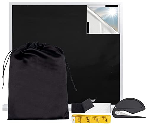 Tessuto Oscurante per Finestre Lucernari, Tenda a Rullo Senza Forare con Rivestimento Isolamento Termico, con Coltello da Taglio, Adesivi, Metro e Sacchetto, per Ufficio/Studio/Auto (200 * 144cm)