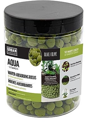 Water Absorbant Planter Terrarium Filler Clay Rocks Pot Topper Aqua Stones (Olive)