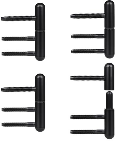 EFUTURETIME 4 x Paumelles Porte Noir, Charnières de Porte Amovibles, Silencieuses pour Portes en Bois avec Huisserie en Bois