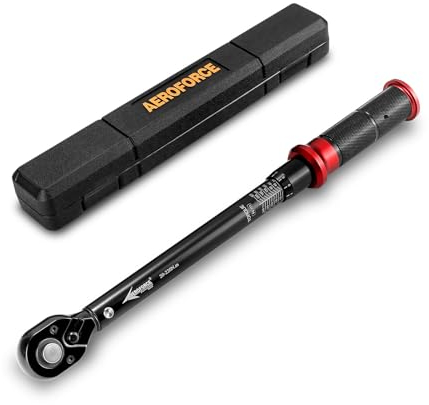 AEROFORCE 1/2-Zoll Drehmomentschlüssel (20-220 Nm), 72-Zahn Ratsche mit Doppelrichtungs-Umschaltung, Präzisionskalibriert für Fahrrad, Motorrad und Autoreparaturen