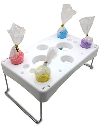 BESTonZON Cake Piping Icing Nozzles Storage Rack Table Pastry Bags Tray Stand White Kitchen Accessories Decoration Storage Rack for Fondant Icing