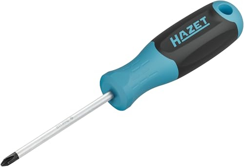 HAZET Schraubendreher 811-PH2, Kreuzschlitz Profil PH, SW PH2, Rundklinge | Abtrieb Kreuzschlitz Profil PH, Klinge mattverchromt, Spitze brüniert, Länge l1 100 mm, Länge l2 215 mm, 120 g