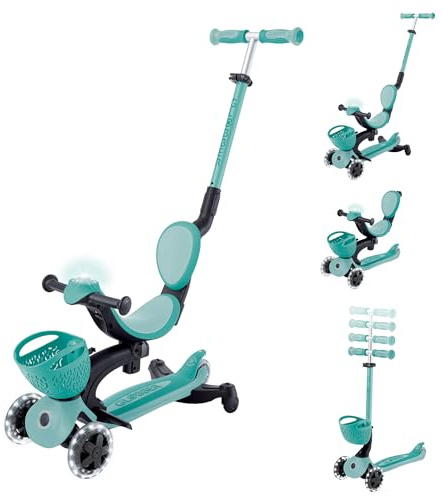 GLOBBER GO-UP Baby Lights 360° – Tretroller, Dreirad und Laufrad für Kinder – höhenverstellbares Kinderfahrzeug – 3rädrig bis 9 Jahre – Bunte LED-Leuchtrollen