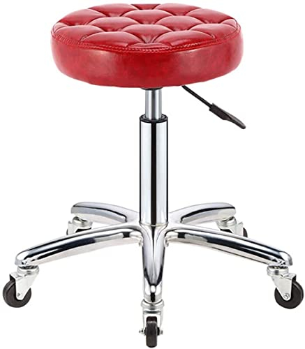 Hocker auf Rädern, dekorativer Hocker, verstellbarer Barhocker, runder PU-Sitz, Drehstuhl, Höhe 43–58 cm, für Küche, Schönheitssalon, Labor, Arbeitsstuhl, Arbeitshocker (Farbe: C, Größe: 33 x 43–58