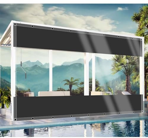 CAQXAQP Transparente PVC Abdeckplane 2 x 3m, 0,5 mm Wasserdicht | Metall Ösen, wetterfest, für Balkon, Terrasse, Pavillon, Carport, Gartenschutz im Winter