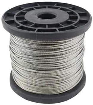 SkyjOy Stahlseil 100 m mehrdrähtiges Drahtseil aus Edelstahl 304, 7 x 7, Strukturdurchmesser 0,5 mm – 2 mm, weicher feiner Draht, Kleiderständer Drahtseil(1.0mm (100M))