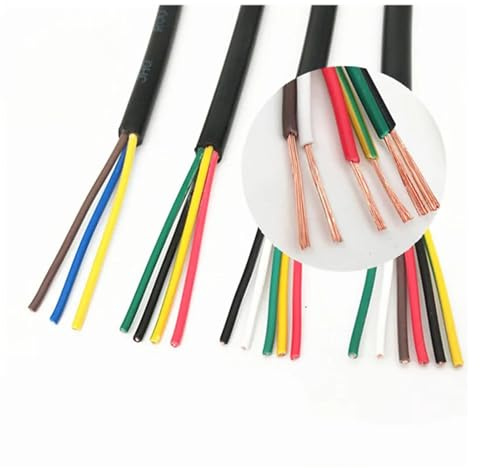 Tansozhe Wire and Cable 2 Meters 10/12/14/16/20/24 core PVC sheathed Pure Copper core Conductor Cable Signal Wire 26/24/22 Control Wire Flexible Wire Twisted Pair Shielded Cable(16cores 26AWG 0.12MM)
