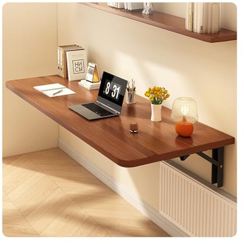 HBOOMOEM Wand Wandtisch Klappbar，Klappbarer Wandtisch，Schwimmender Schreibtisch Esstisch，Wand Wandtisch Klappbar，Zur Aufbewahrung Zusammenklappbar, Um Platz Zu Schaffen(Brown,80cm*24cm/31.5in*9.4in)