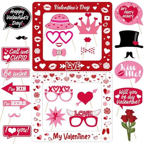 Double Sided Valentines Day Inflatable Photo Booth Selfie Frame & Props Set Giant Dual-use Red Heart Selfie Photo Booth Picture Frame Love Party Photo Props for Wedding Anniversary Party Supplies